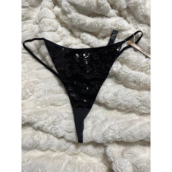 SKIMS Sequin String Thong Onyx Black NWT Size 3X - Picture 2 of 4